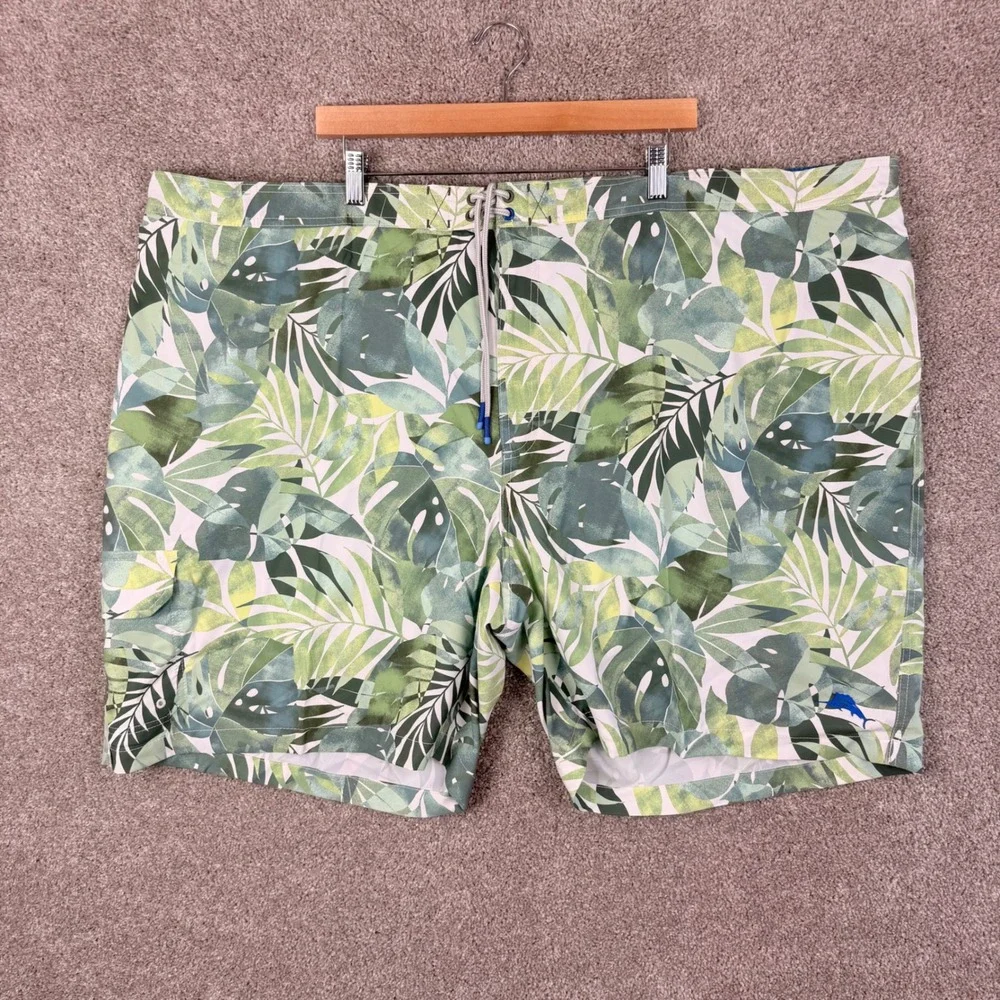 Tommy Bahama Baja Palma Fresca Monstera Mens 5XLB Swim Trunks Green BT924856 NEW